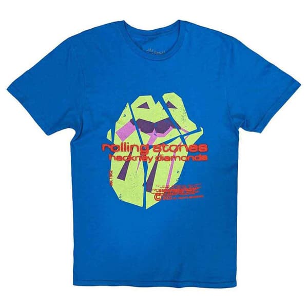 The Rolling Stones T Shirt Hackney Diamonds Neon Tongue Official Blue