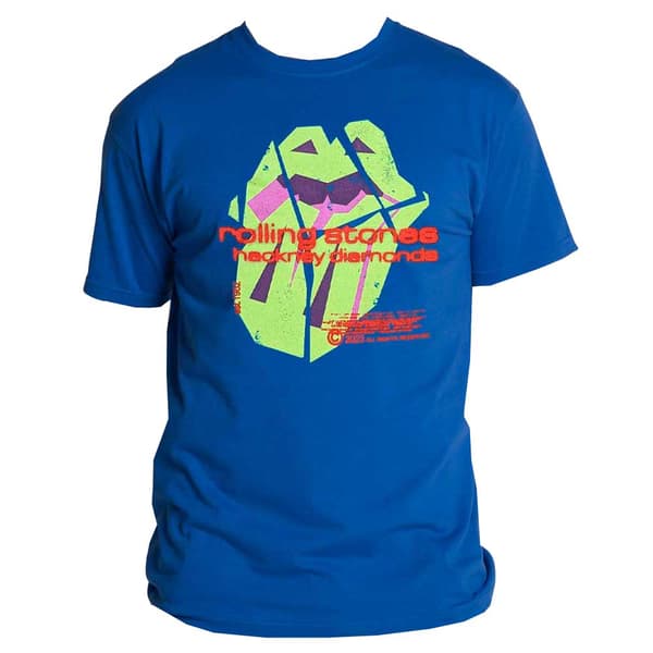 The Rolling Stones T Shirt Hackney Diamonds Neon Tongue Official Blue