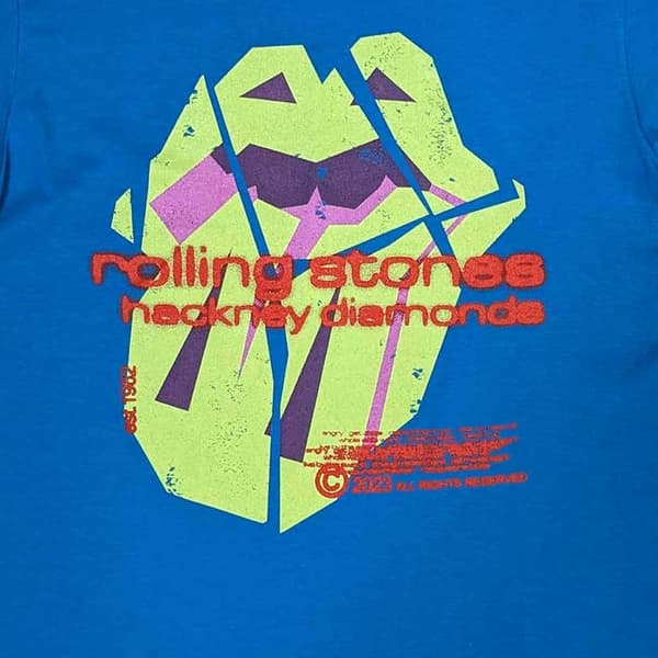 The Rolling Stones T Shirt Hackney Diamonds Neon Tongue Official Blue