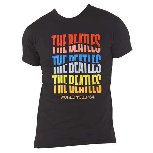 The Beatles T Shirt Colour Wave Band Logo Official Unisex Black