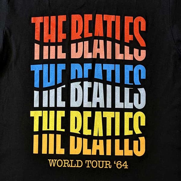 The Beatles T Shirt Colour Wave Band Logo Official Unisex Black