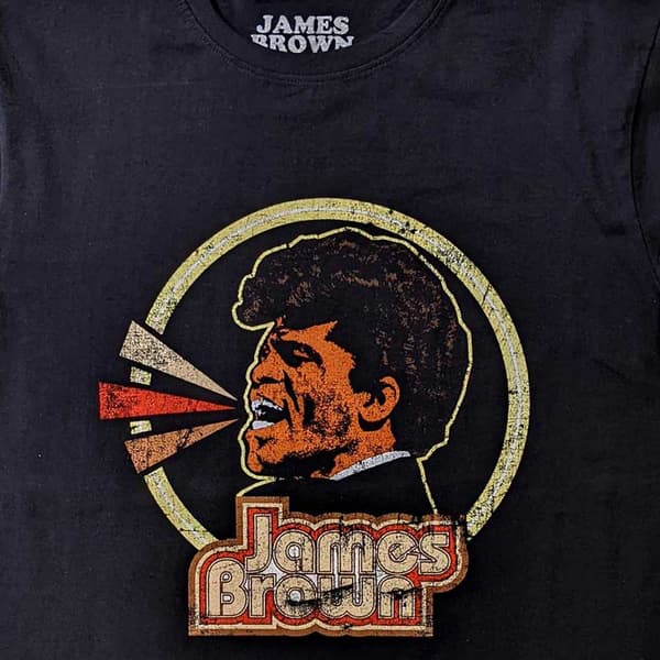James Brown T Shirt Circle and Logo Official Unisex Black