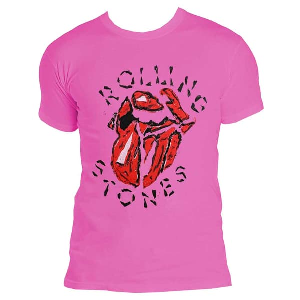 The Rolling Stones T Shirt Hackney Diamonds Painted Tongue Official Unisex Pink