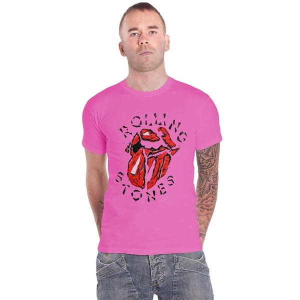 The Rolling Stones T Shirt Hackney Diamonds Painted Tongue Official Unisex Pink