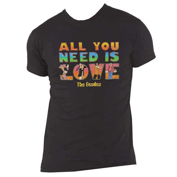 The Beatles T Shirt Yellow Submarine All You Need Is Love Stacked Official