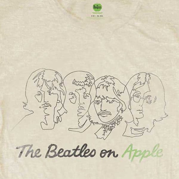 The Beatles T Shirt Outline Faces on Apple Official Womens Skinny Fit Sand