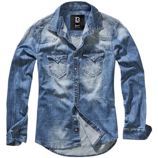 Brandit Långärmad Tröja Riley Denim Blå L Man