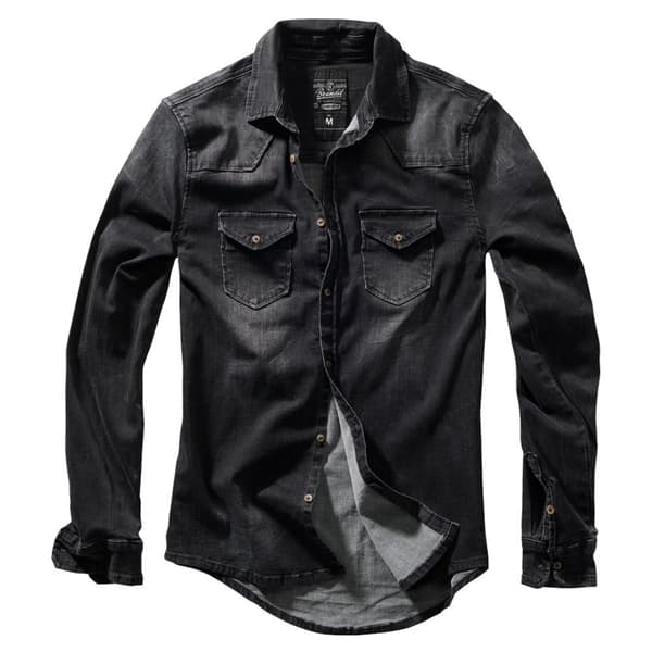 Brandit Lang Ærmet Skjorte Riley Denim Sort XL Mand