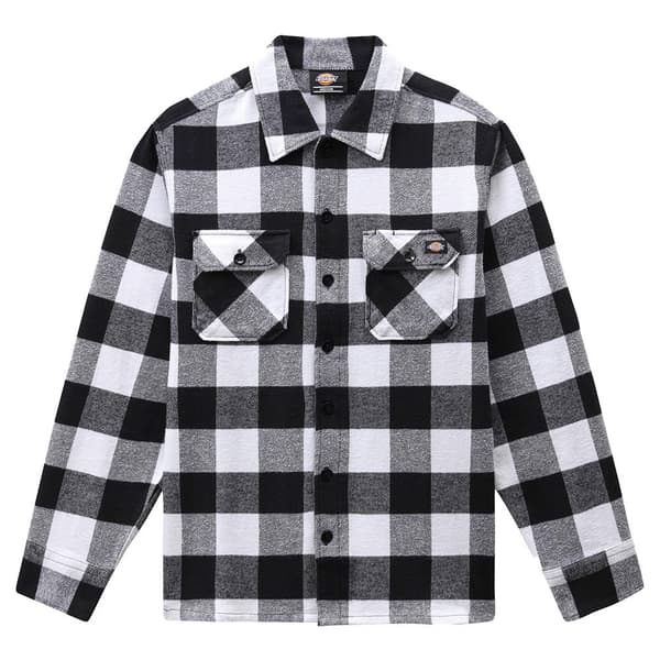 Dickies Lang Ærmet Skjorte New Sacramento Hvid,Sort L Mand
