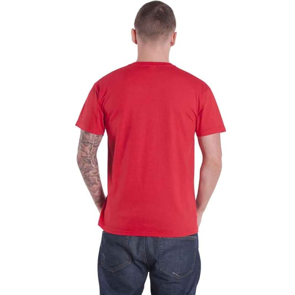 The Beatles T Shirt Text Band Logo Shadow Official Unisex Red