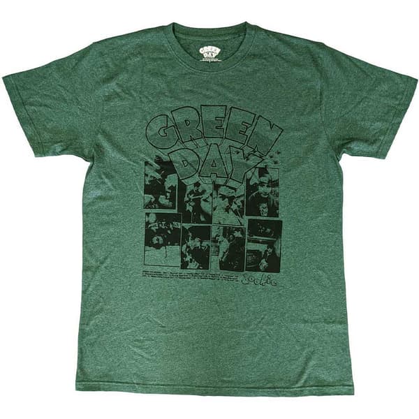 Green Day T Shirt Dookie Frames Band Logo Official Mens Green