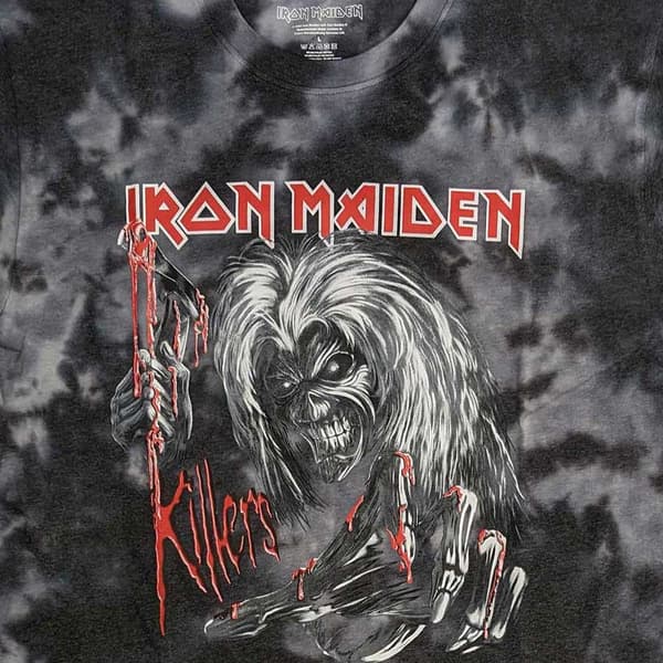 Iron Maiden T Shirt Ed Kills Again Band Logo Official Unisex Black Dye Wash
