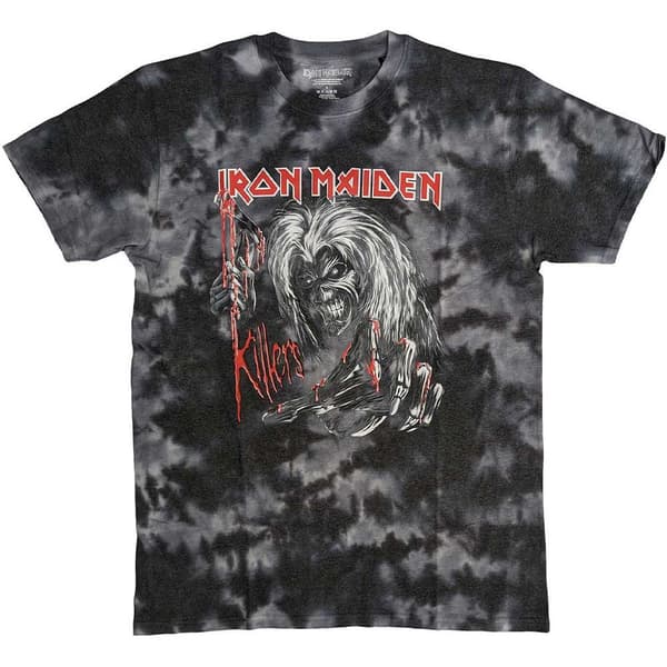 Iron Maiden T Shirt Ed Kills Again Band Logo Official Unisex Black Dye Wash