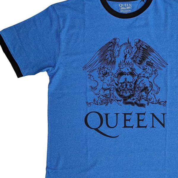 Queen Ringer T Shirt Classic Crest Band Logo Official Unisex Blue