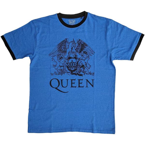 Queen Ringer T Shirt Classic Crest Band Logo Official Unisex Blue