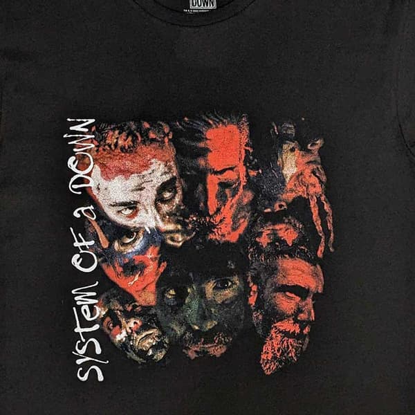 System Of A Down T Shirt Painted Faces Band Logo Official Mens Black
