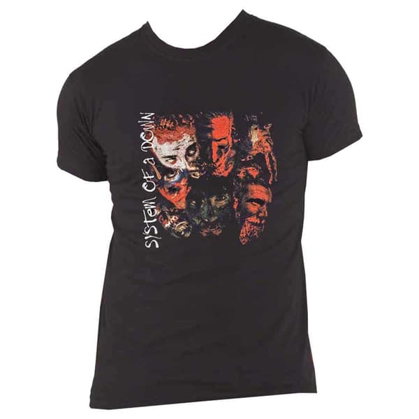 System Of A Down T Shirt Painted Faces Band Logo Official Mens Black