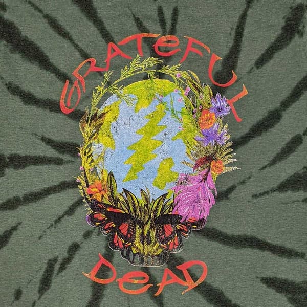 Grateful Dead T Shirt Forest Dead Official Mens Dye Wash Green