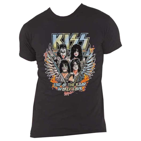 KISS T Shirt End Of The Road Wings Official Mens Black