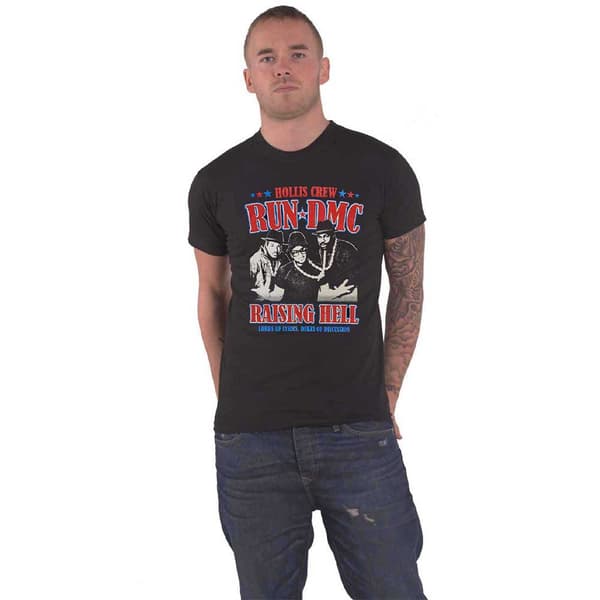 Run DMC T Shirt Raising Hell Americana Official Mens Black