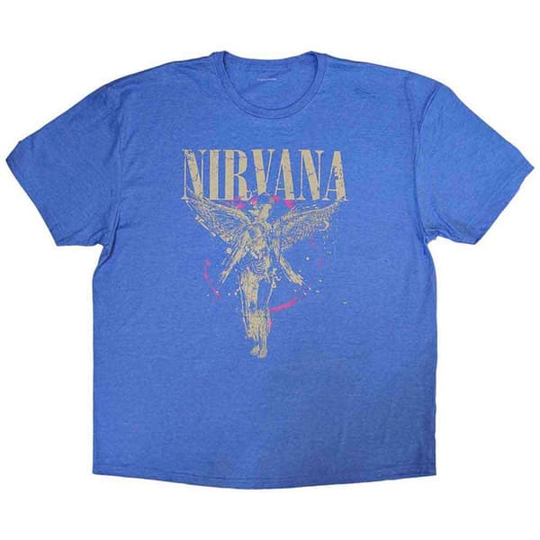 Nirvana T Shirt In Utero Band Logo Official Unisex Light Blue