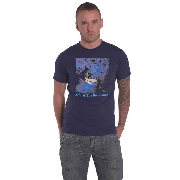 Echo & The Bunnymen T Shirt Ocean Rain Band Logo Official Mens Navy Blue