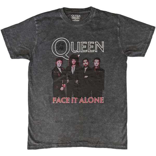 Queen Unisex T-Shirt: Face it Alone Band (Wash Collection) (Small)