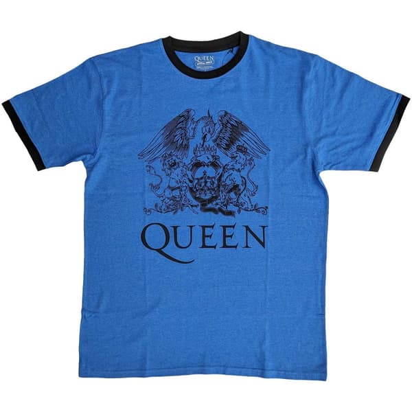 Queen Unisex Ringer T-Shirt: Crest Logo (Small)