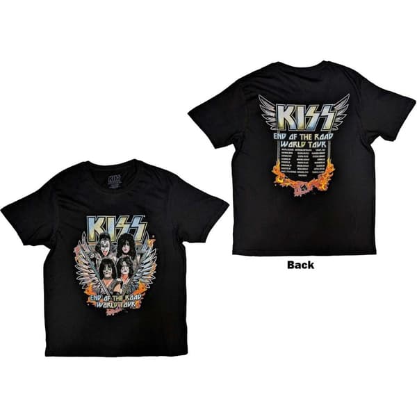 KISS Unisex T-Shirt: End Of The Road Wings (Back Print) (Medium)