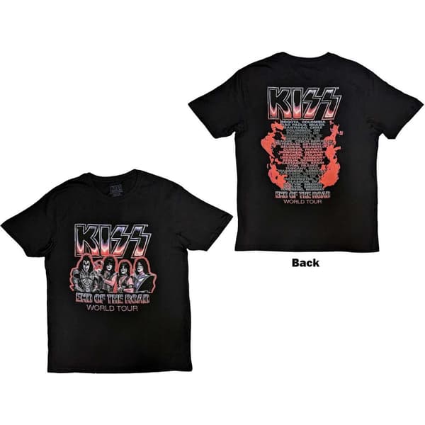 KISS Unisex T-Shirt: End Of The Road Tour Red (Back Print) (X-Large)