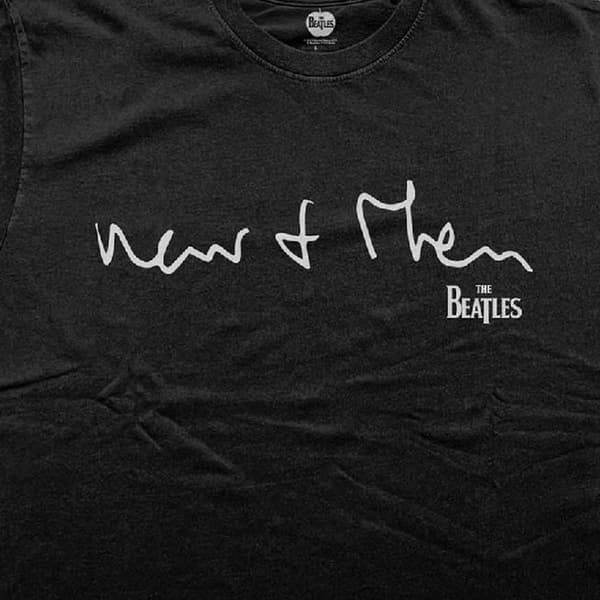 The Beatles T Shirt Now & Then Handwritten Official Mens Black