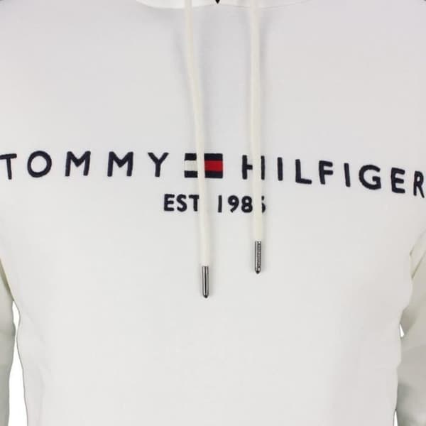 Huvtröja - TOMMY HILFIGER - Logotröja - 100% bomull - Vit - Regular