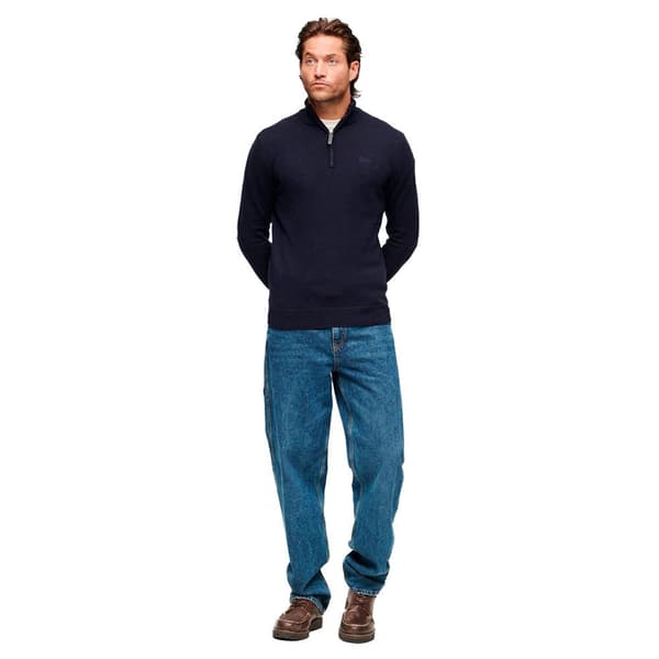 Superdry Kortärmad T-shirt Med Rund Hals Essential Embroidered Henley Blå XL Man