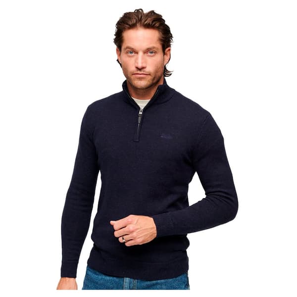 Superdry Kortærmet T-shirt Med Rund Hals Essential Embroidered Henley Blå XL Mand