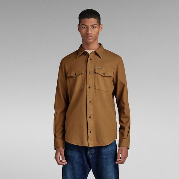 G-star Lang ærmet Skjorte Marine Slim Fit Brun 2XL Mand