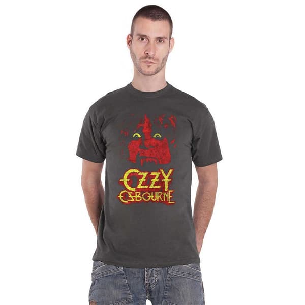 Ozzy Osbourne T Shirt Yellow Eyes Jumbo Official Unisex Charcoal Grey