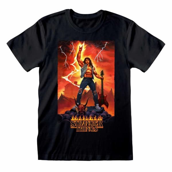 Stranger Things - Eddie Rocks Unisex Black T-Shirt - Small
