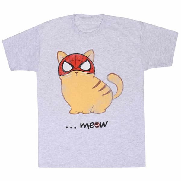 Marvel Spider-Man Miles Morales - Meow (Unisex Heather Grey T-Shirt) Ex Ex Large