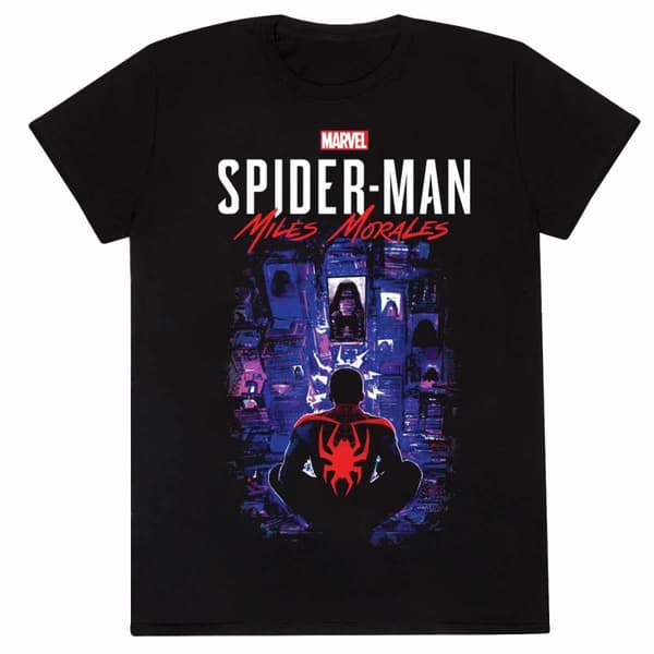Marvel Spider-Man Miles Morales VideoGame - City Overwatch (Unisex Black T-Shirt) Small