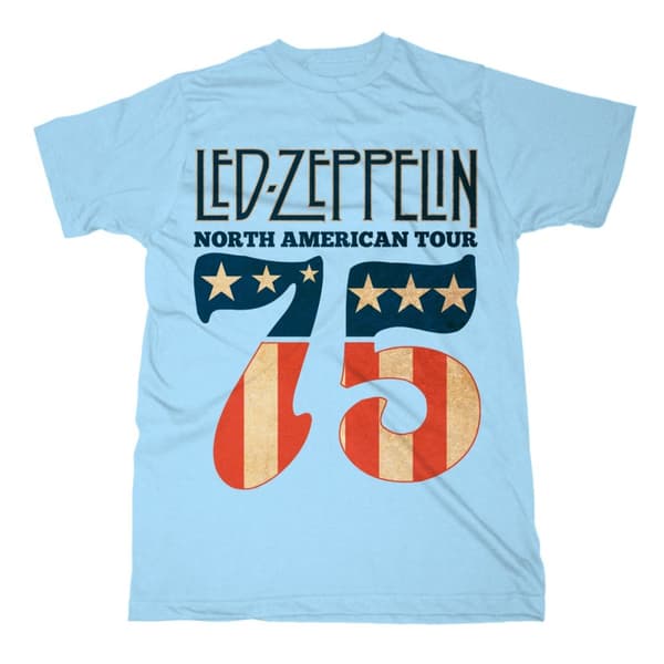 Led Zeppelin - 1975 North American Tour Blue T - XX-Large