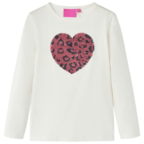 vidaXL Langærmet T-shirt til børn str. 104 ecrufarvet