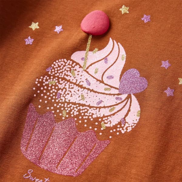 vidaXL T-shirt med långa ärmar för barn konjaksbrun 92