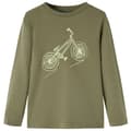 Miniatyrbillede 1 af 7: vidaXL Langærmet T-shirt til børn str. 92 kakifarvet