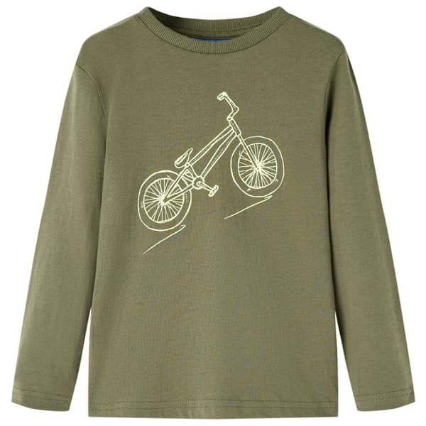 vidaXL Langærmet T-shirt til børn str. 92 kakifarvet