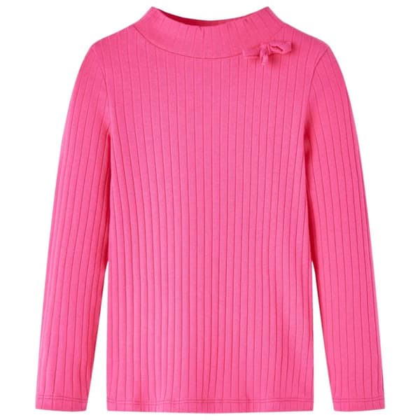 vidaXL Langærmet T-shirt til børn str. 128 ribstrikket lyserød
