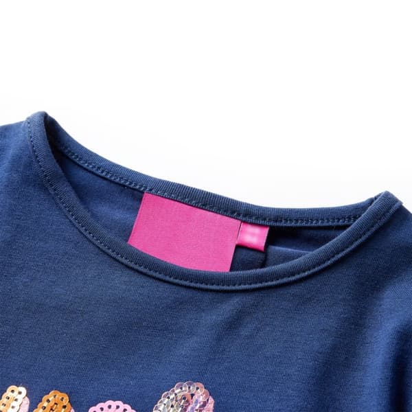 vidaXL Langærmet T-shirt til børn str. 104 marineblå