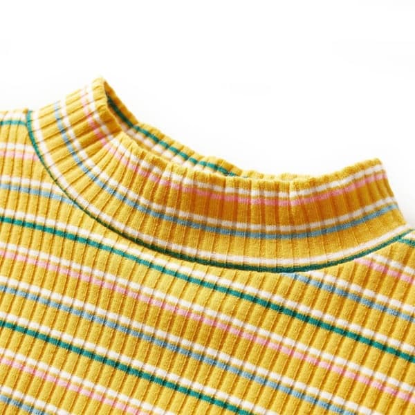 vidaXL T-shirt med långa ärmar för barn polokrage ockra 128