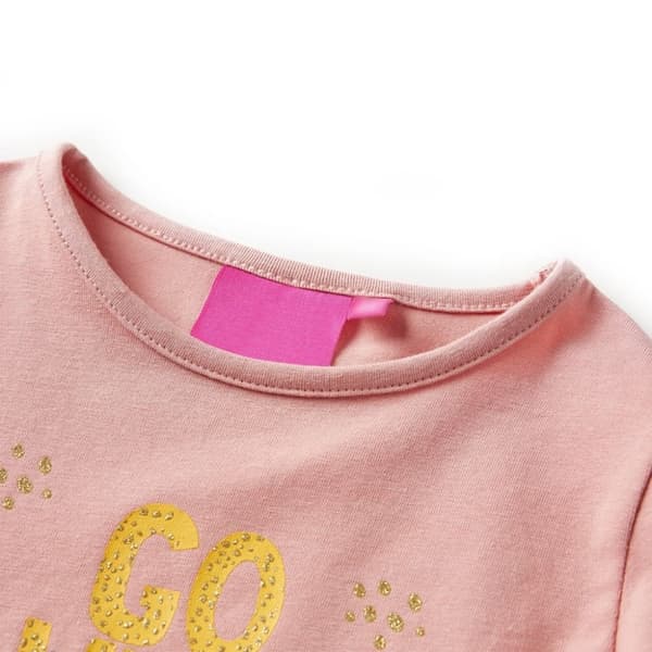 vidaXL T-shirt med långa ärmar för barn ljus rosa 116