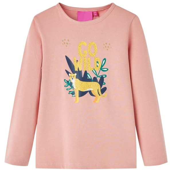 vidaXL T-shirt med långa ärmar för barn ljus rosa 116