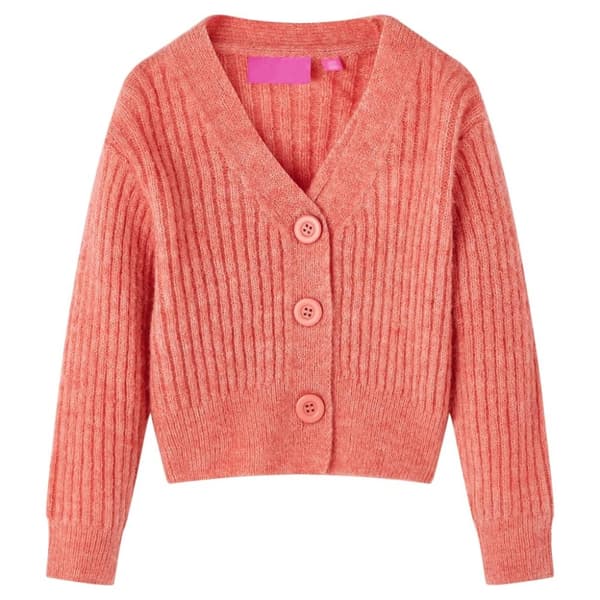 vidaXL Cardigan for barn strikket medium rosa 140